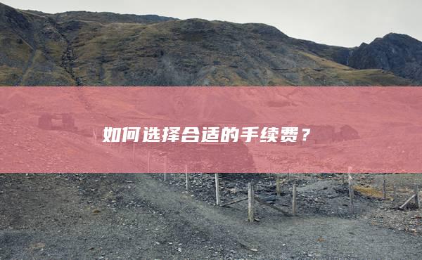 如何選擇合適的手續(xù)費(fèi)